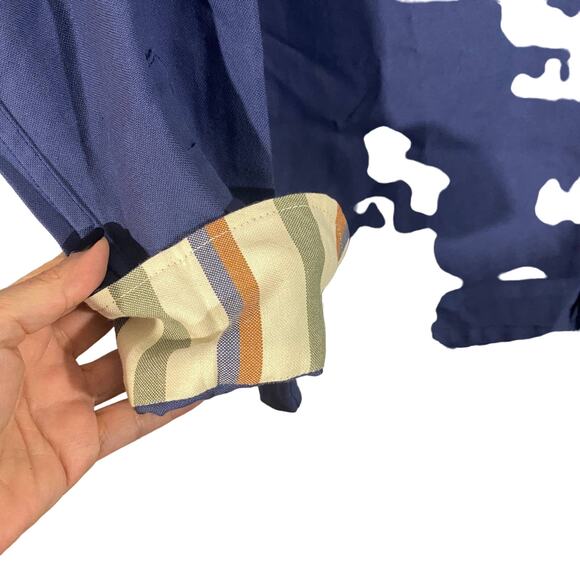 American Rhino Anthro 100% Kikoy Cotton Long Sleeve Button Down Shirt Men Sz S - Picture 5 of 9